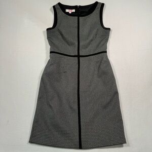 9 & Co Sleeveless Tweed Sheath Mini Dress Womens Size 10 Black White Zipper